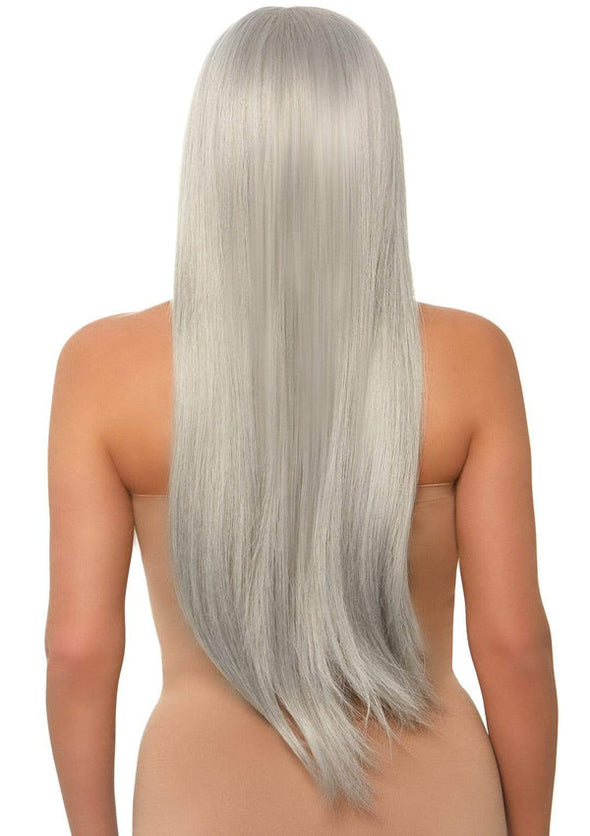 33" Long Straight Grey Wig