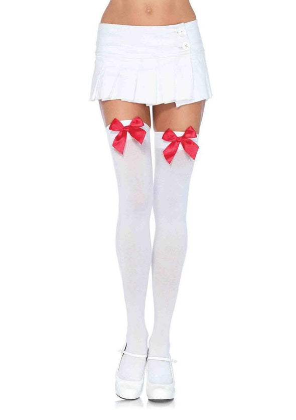 Nylon Thigh Highs With Bow