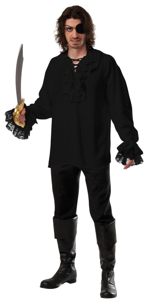 Pirate Shirt Adult Costume - Black