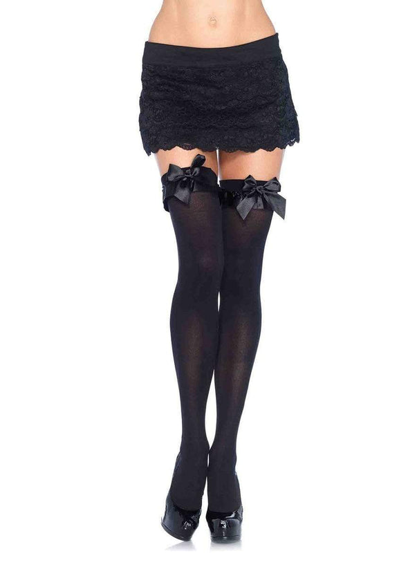 RUFFLE BOW THIGH HIGH STOCKINGS