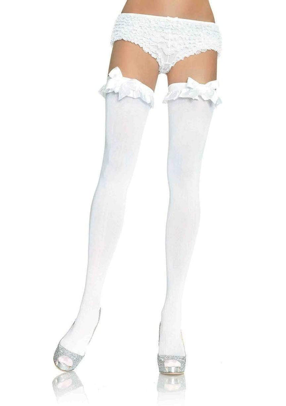 RUFFLE BOW THIGH HIGH STOCKINGS